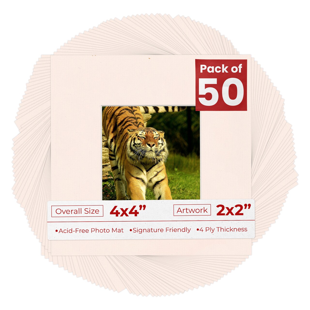 Oyster Bay Beige Mat Board for 4x4 Inch Frames - Fits 2x2 Photos